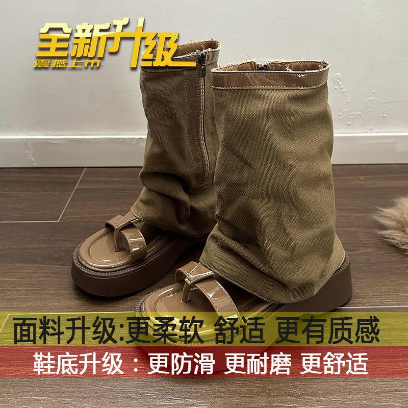 2025 springsummer new sandals women s platform heightened trouser boots niche Roman shoes clip-on feet vintage sandals booties 40 3215₽