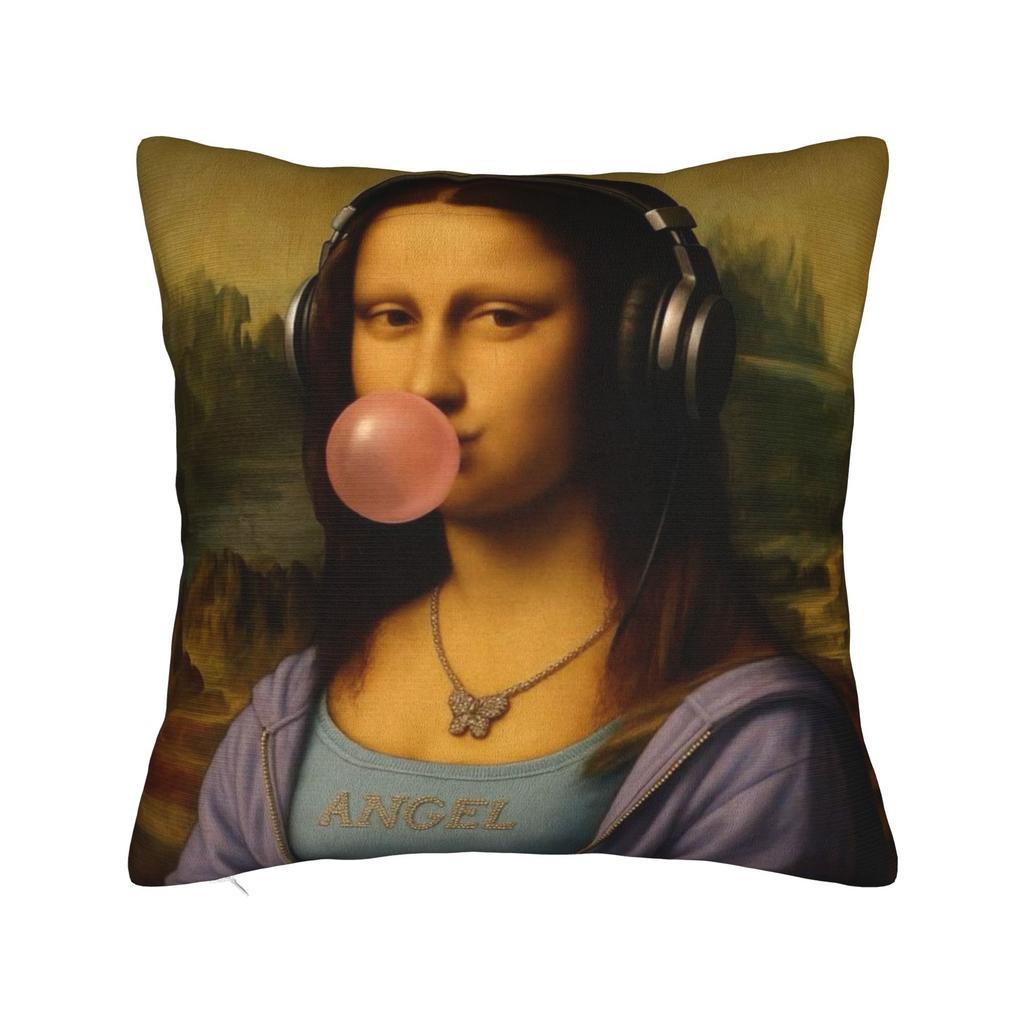 Starry Night Sunflower Mona Lisa Pillow Case Custom Pillow Cover For Living Room Bed Chair Funny Pillowcases