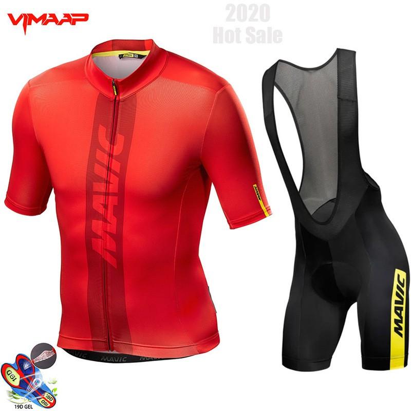 Mavic Mens Cycling Jersey Bib Shorts Set Breathable Road Bike Apparel Outdoor Ride