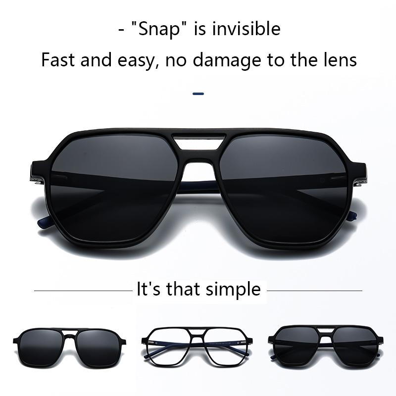 6 In 1 Spectacle Irregular Frame With 5 Pcs Clip On Sunglasses Magnetic Glasses Computer Optical