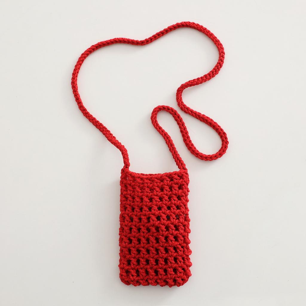 New Hollow Knitting Phone Bag For Women Colorful Hand Woven Shoulder Crossbody Bag Simple Travel Beach Handbag Small Purse Pouch