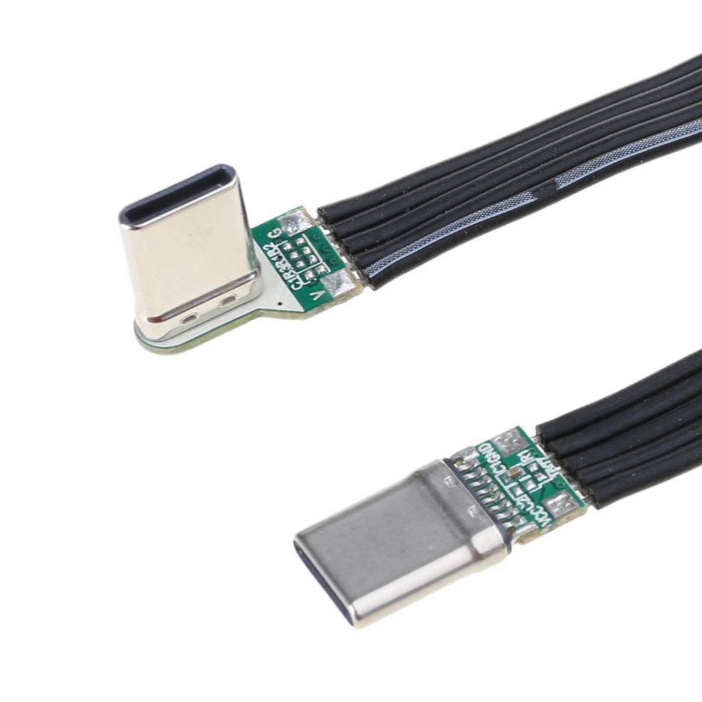 Bendable Type C To Type C Flat Silicone Soft Wire Left and Right Angles 8 Length Optioning for Cameras and Electronics
