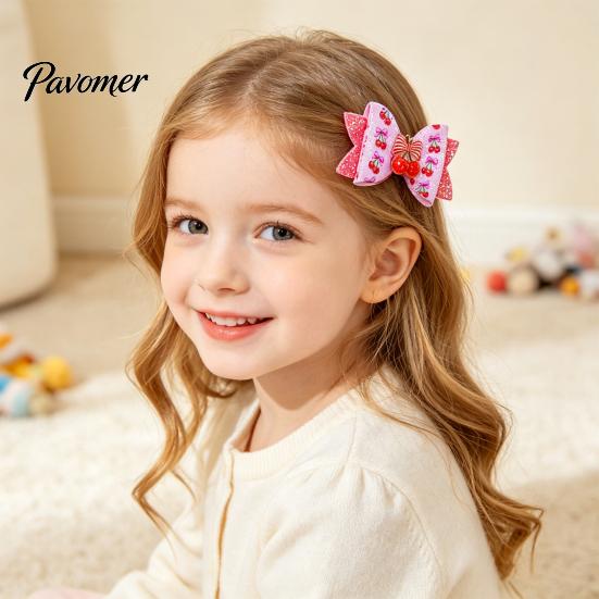 Girls Hair Accessories for Summer Cute Fruit Bow Clip, Artificial Leather Clips, Decorative Pins with Clips Matching Outfits