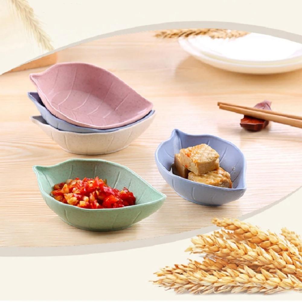 6pcs Degradable Leaf-shaped Dipping Plate Japanese-style Seasoning Dish Sauces Plate Vinegar