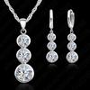 Women Classic 925 Silver Color Bridal Jewelry Sets Pendants Necklaces Earring Set For Wedding Engagement Accessory