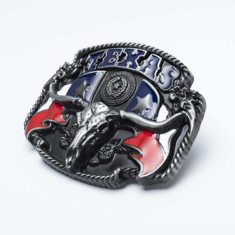Texas Flag Bull Head Belt Buckle - Western Style Fashion Accessory