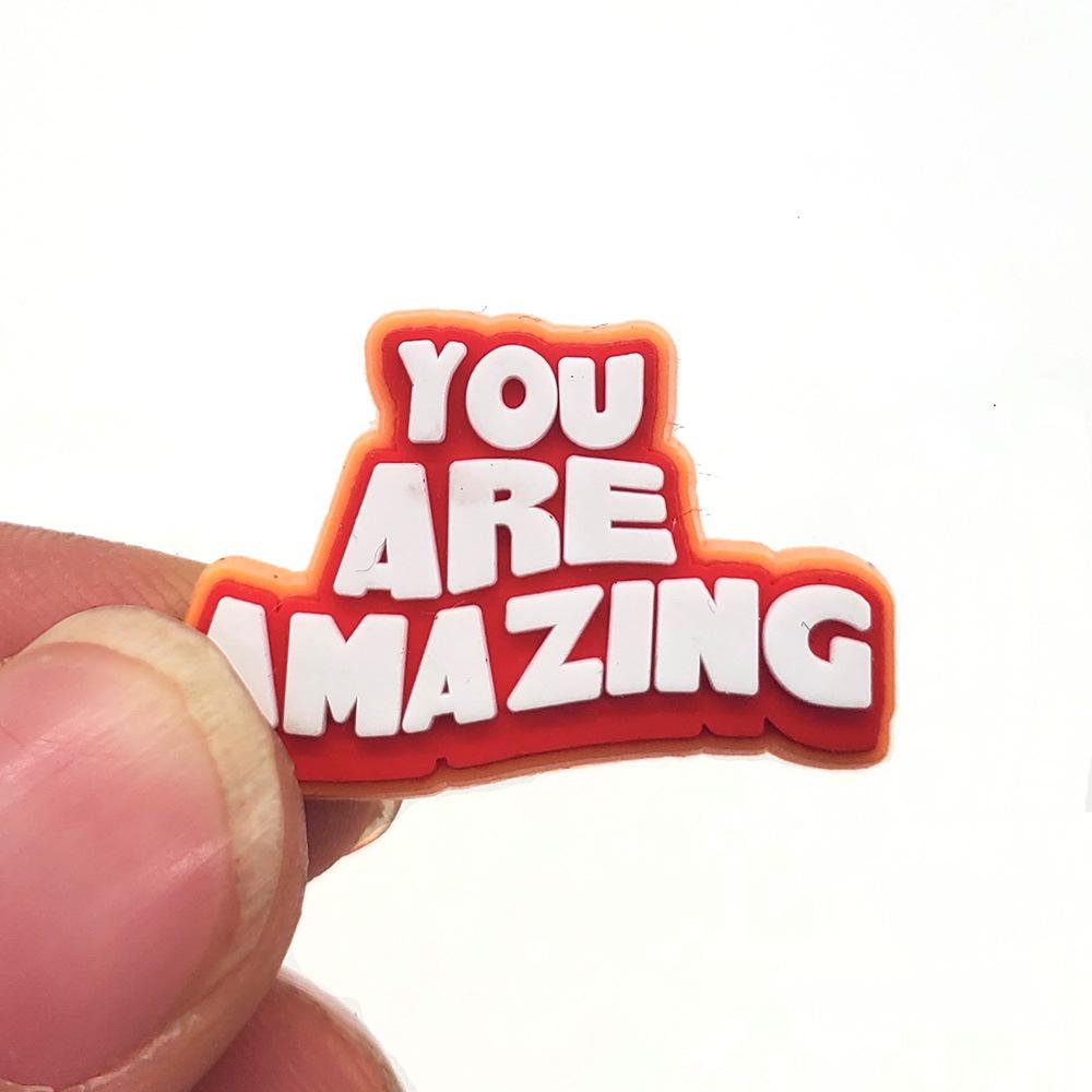 1PC Inspirational English Shoes Sandals Flower Shoe Buckle PVC Shoe Charms Soft Rubber Garden Shoes Decorative Buckle