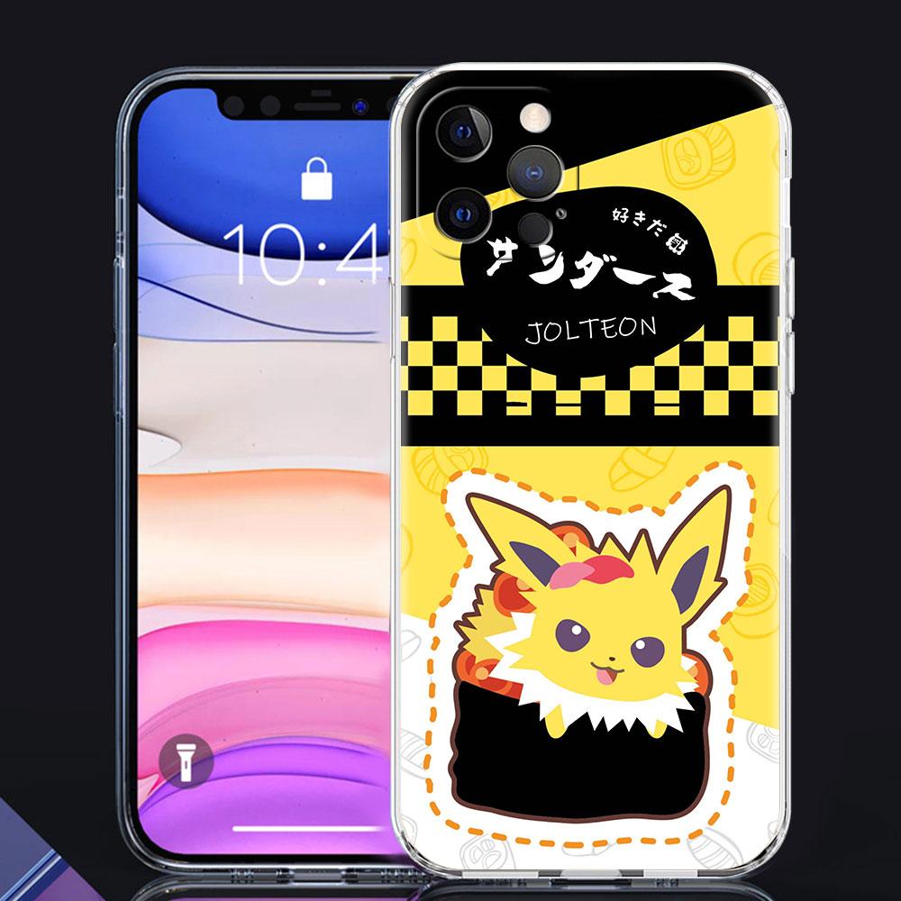 

Чехол из ТПУ для Apple iPhone 13 Pro Max 11 12 Mini X XS XR SE 2020 2022 7 8 Plus 6 6S Прозрачный мягкий чехол для телефона с изображением покемонов и суши iPhone 6S Plus