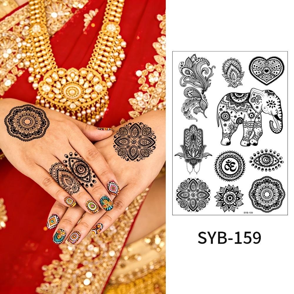 Adesivos de Transferência de Água Tatuagem Temporária de Henna Índia Mehndi Flor Arte Corporal Adesivo Mulher/Senhora/Menina