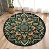 Tappeto Rotondo Colorato con Stampa Mandala Mistero Chakra 3D per Meditazione e Yoga Antiscivolo Lavabile in Lavatrice per Camera da Letto e Soggiorno