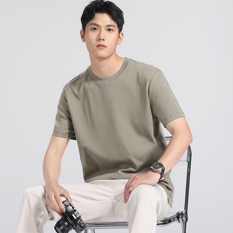 

Men s Summer Short Sleeve Ice Silk Cotton T-Shirt - Loose Fit, Quick-Dry, Solid Color 5XL (215-250 jin)