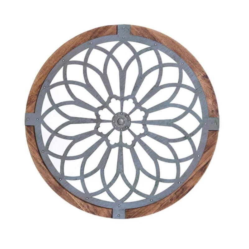 Round Wooden Wall Art  Handmade Carved Decorative Panel Unique Floral Home Decor Stylish Living Room Hanging Ornament