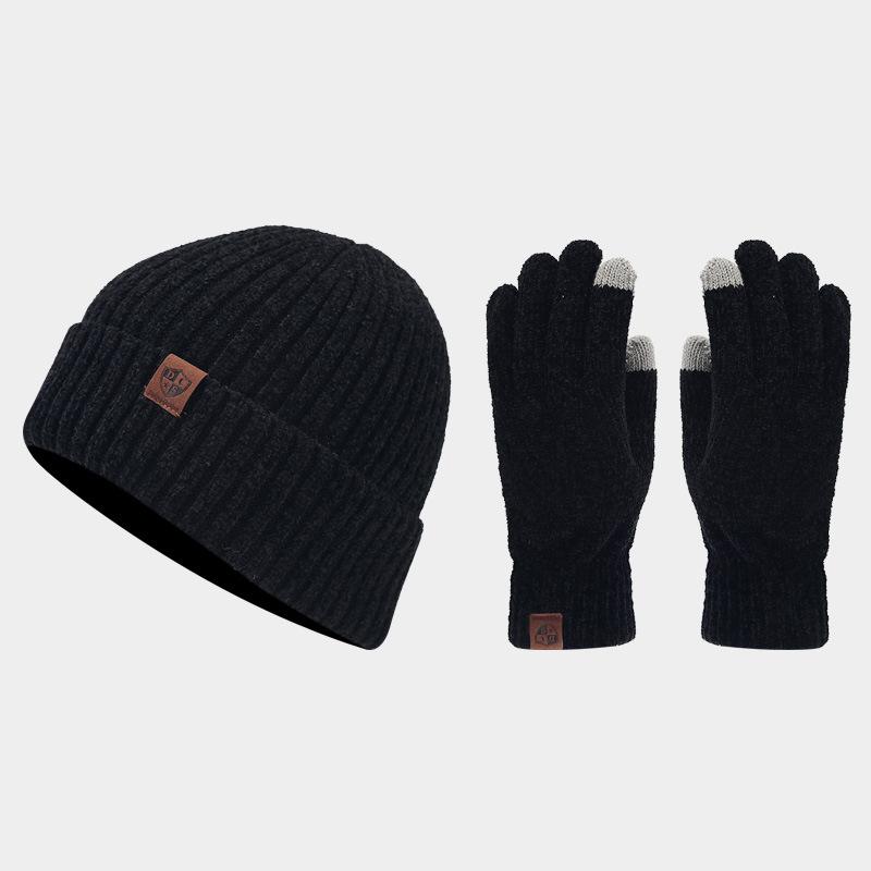 

Новый полосатый вязаный комплект из двух предметов: шапка и перчатки, для осени и зимы, уличный, теплый и ветрозащитный, шерстяной комплект