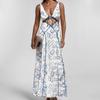 European and American Women Clothes Sexy Backless Hollow Out Vacation Print Bandage Dress Holiday Printed Dress