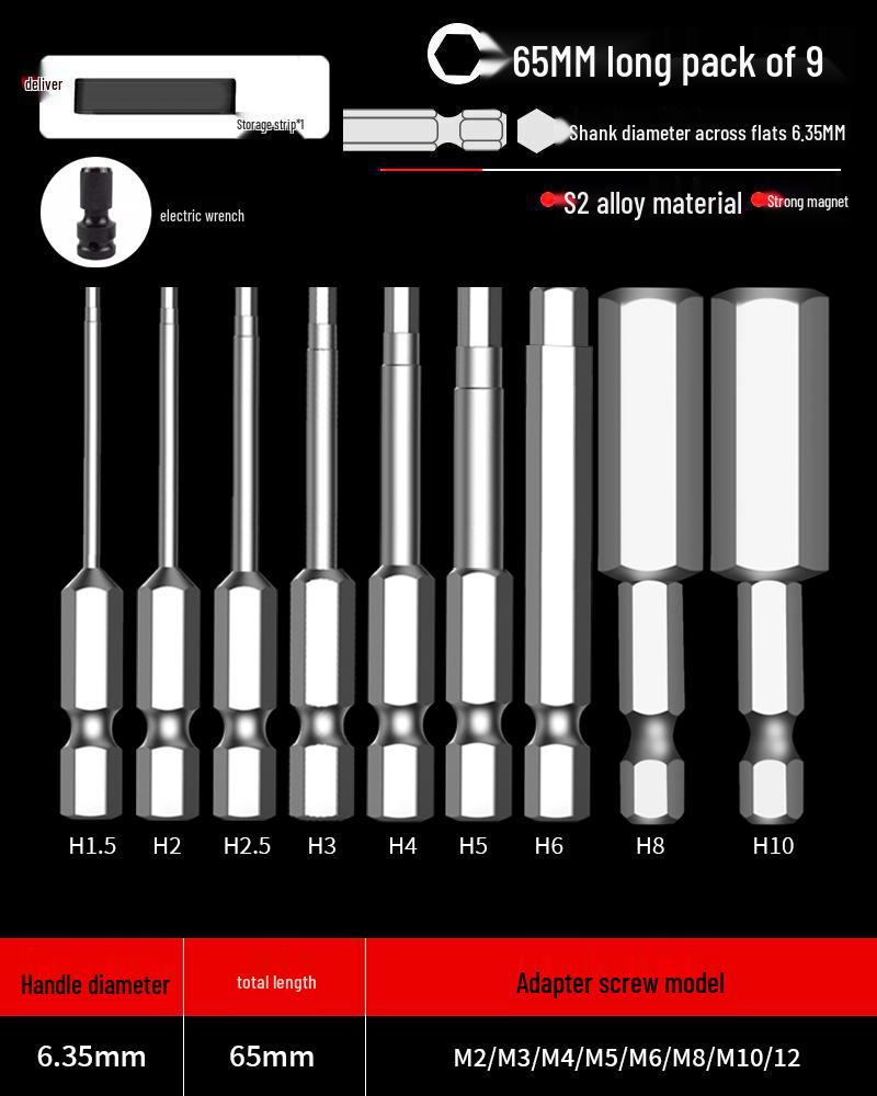 Hexagonal Driver Bit Extension for Screwdriver and Drill