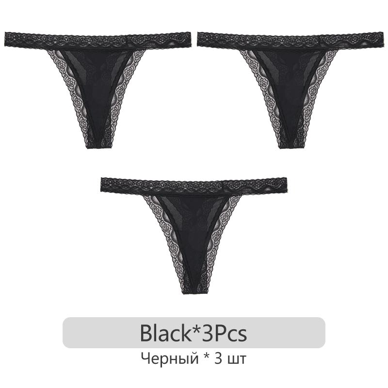 Women Thongs 3Pcs/set Lace G-sting Panties Female Sexy T-Back Underwear S-XL Ladies Thong Underpants Nylon Thongs Lingerie 2023