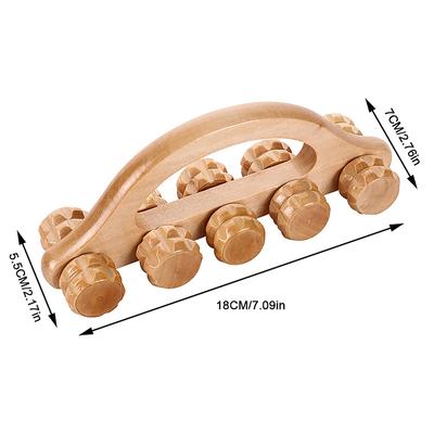 10 Wheels Wooden Car Roller Relaxing Hand Massage Tool Arched Handle Massager For Face Neck Head Foot Acupoint Muscle Relax
