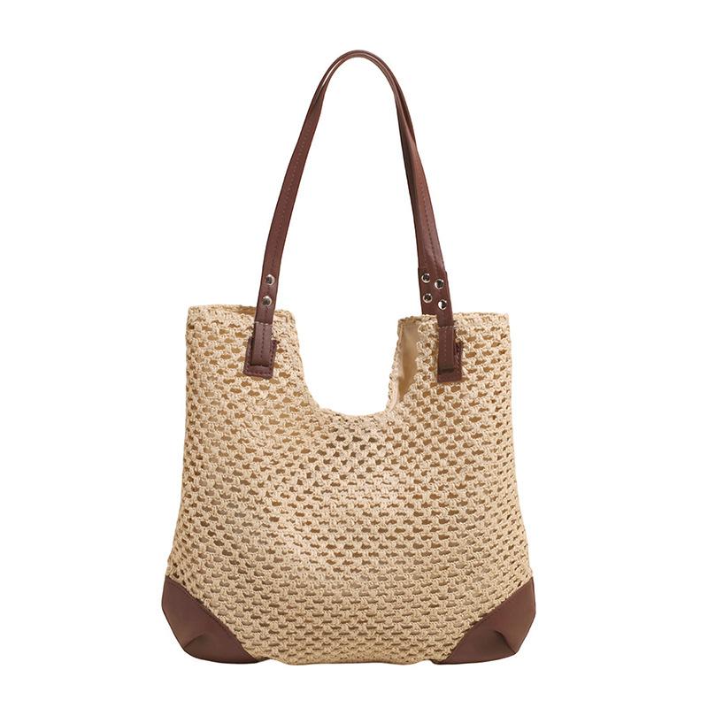 

Popular women s bags, contrasting colors, fur, straw woven bags, women s large-capacity underarm shoulder bags, seaside vacation beach handbags белый