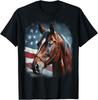 Patriotic Horse American Flag Horseback Riding Western Farm Gift Unisex T-Shirt