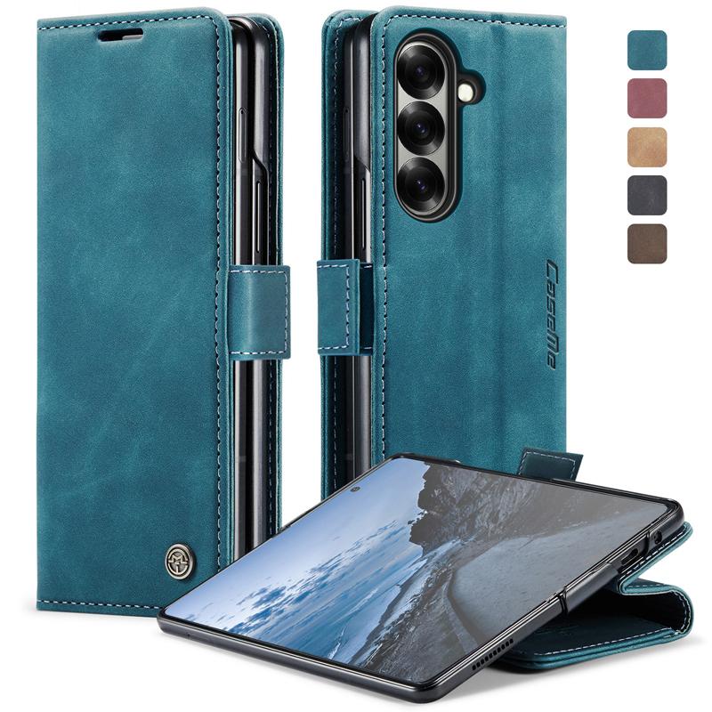 CaseMe For Samsung Galaxy Z Fold 7 6 5 Case Magnetic Retro Leather Flip Wallet Stand Cover With Card Slot for Galaxy Z Fold7