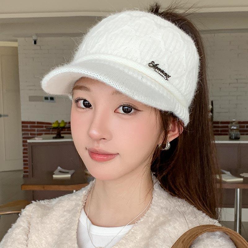 High ponytail empty top knitted cap women's autumn and winter knitted wool thermal hat can tie ponytail baseball cap tide