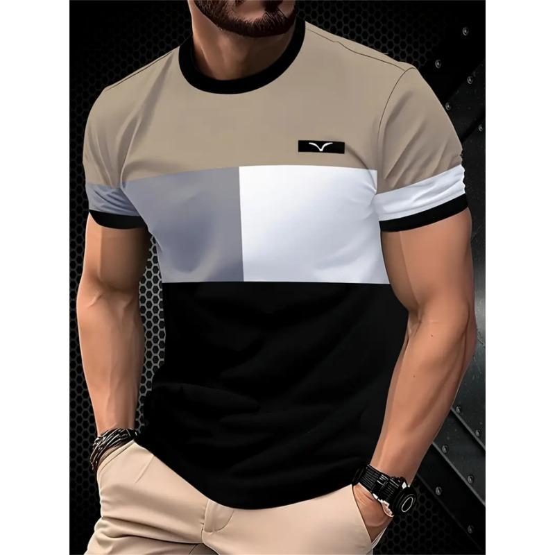 T-shirt Homme Mode Simple Rayé Imprimé Manches Courtes T-shirt Hauts Surdimensionnés Été Vêtements Décontractés Polyvalents Quotidien Homme