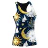 Summer Halloween new women's vest moon clock pattern print top