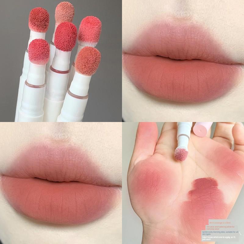 Orange Blossom Lip Powder Cream Cushion Matte Lip Glaze Lip Mud Nude Color Light Makeup Whitening Non-Stick Cup Lipstick 1.9ml