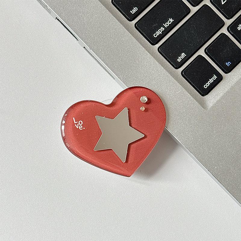 MagSafe-Compatible Rhinestone Heart Mirror Phone Stand with Airbag, Star Design
