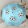 Soccer Ball Pattern Automatic Opening/Closing Umbrella with Convenient Three Fold Design,8 Bone Iron Frame Outdoor Umbrella Perfect Gift