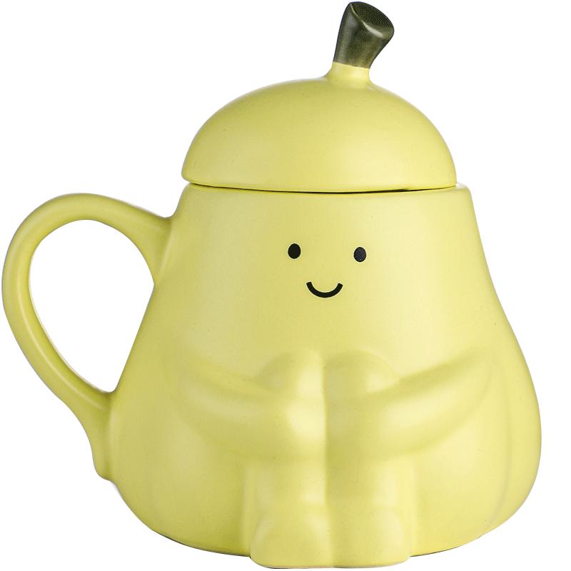 Hug Pear Mug Funny Pear Drinking Cup Cute Girl Office Ceramic Cartoon Water Cup with Lid
