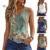 Women Summer Vest V-Neck Sleeveless Floral Print Tank Tops Buttons Neckline Loose Fit Casual Camisole Streetwear