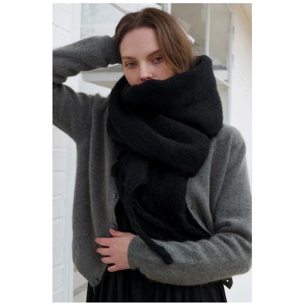 Luxusní Kašmírová Jasné Jednobarevné Dámská Šála Zimní Šál a Omotávka Bandana Pašmína S Třásněmi Dámský Foulard Hrubá Deka