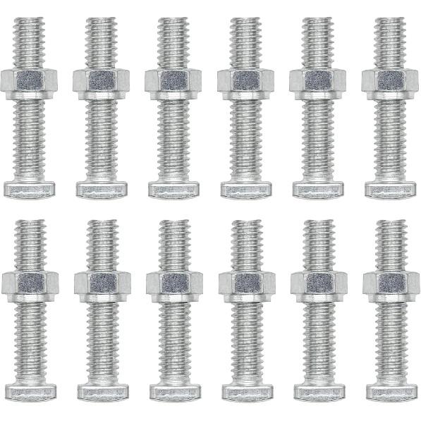Ampper Replacement Battery Terminal Bolt and Shoulder Nut Set M8 Thread, M8 x 35 mm Shulder Nut and Square Head Bolt, Pack of 12 Sets