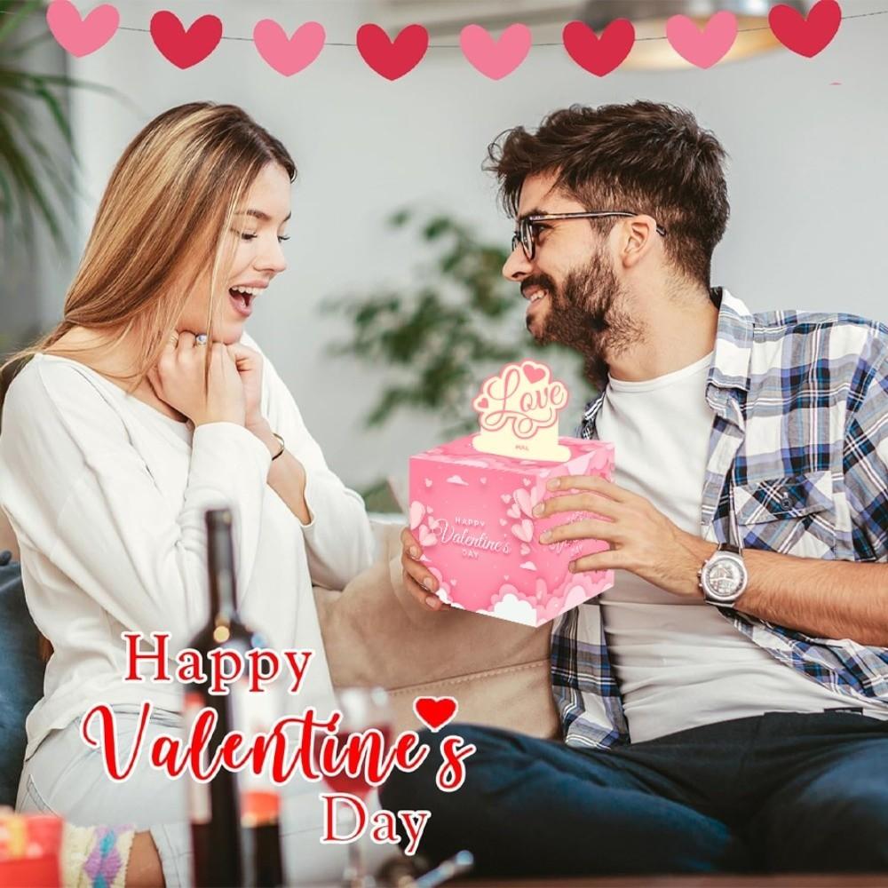 Paper Valentine's Day Cash Pull Box Love Heart Birthday Cash Gift  Birthday Gift Idea