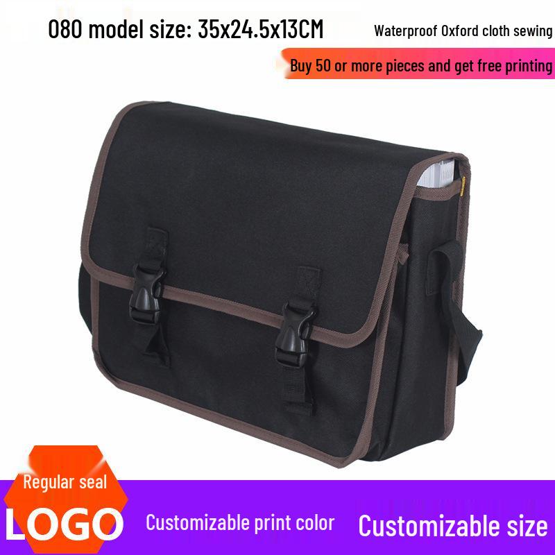 Oxford Canvas Electrician Tool Bag for Air Conditioner Repair - Large, Thickened, Single-Shoulder, Multifunctional Storage.