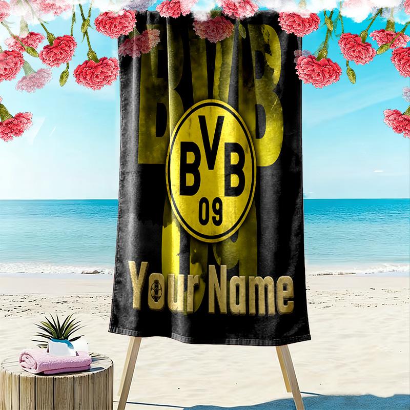 Asciugamano da Spiaggia con Stampa BVB Personalizzabile, Grande Morbido Asciugamano ad Asciugatura Rapida per Spiaggia Campeggio Nuoto -HE192