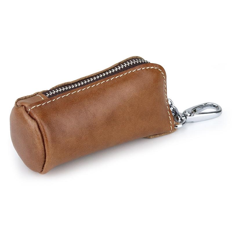 Vintage Genuine Leather Key Wallet Women Keychain Covers Zipper Key Case Bag Men Key Holder Housekeeper Keys Organizer Pouch