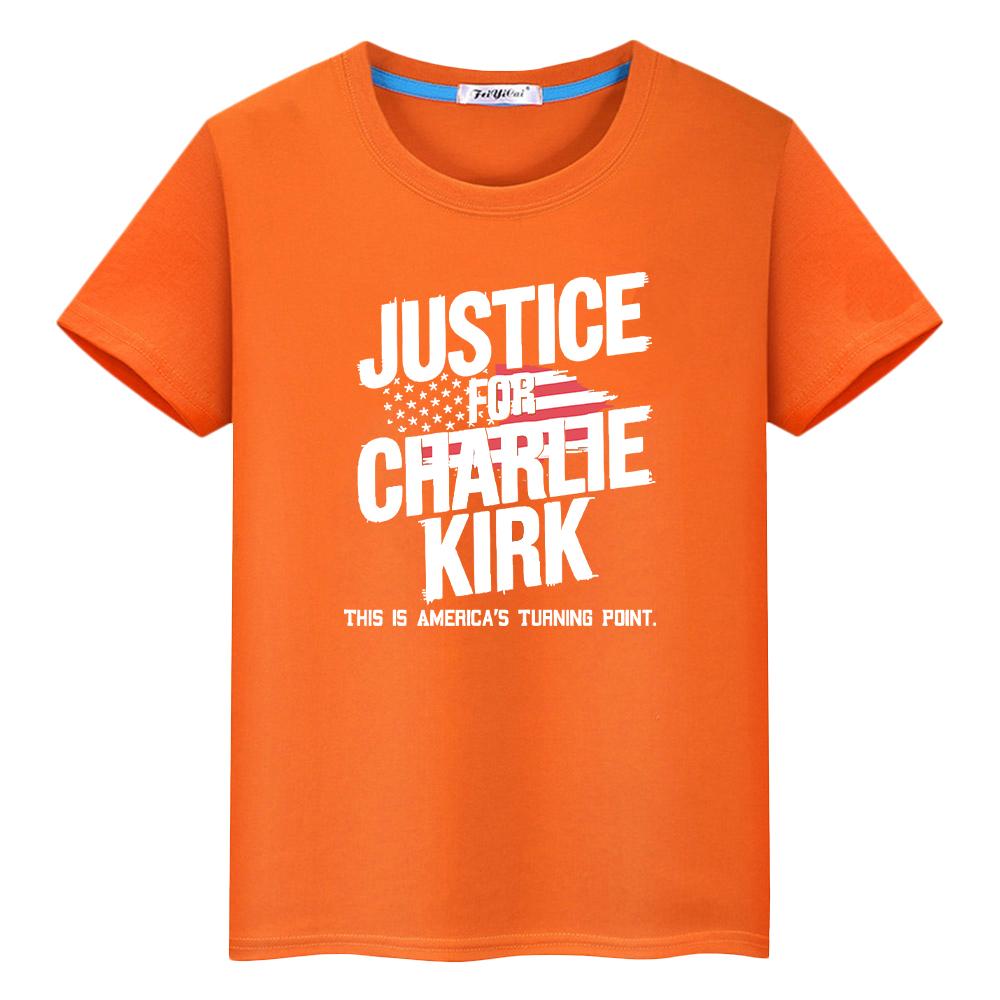 Charlie Kirk FREEDOM print 100%Cotton Tops Anime Short t shirt for kids boy 10year Halloween cartoon Tees y2k kids clothes girls