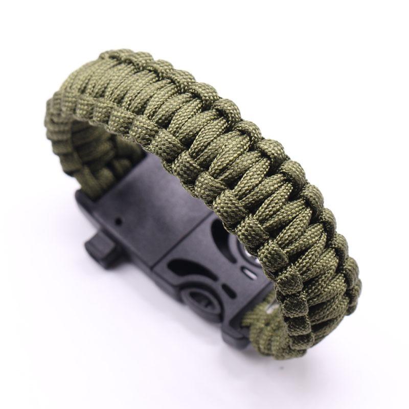 5-in-1 Multi-Function Survival Paracord Bracelet Outdoor Camping Adventure Emergency Rescue Survival Rope Bracelet Compass