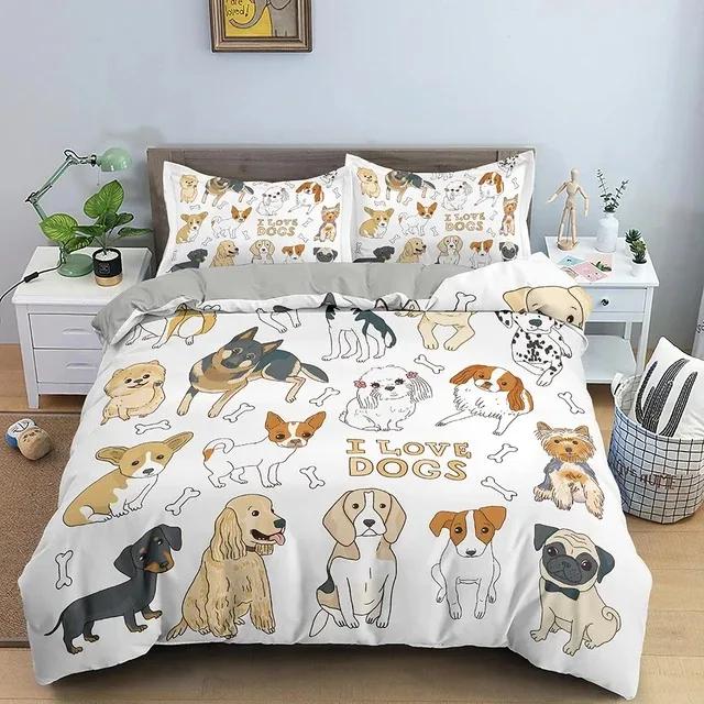 Dachshund Dog Bedding Set Cute Puppy Duvet Cover Cartoon Bed Cover Pet Dog Home Textiles Decor Bedline Accept Custom