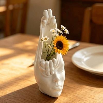 Creative Figure Sculpture Vase Blindfolded Design Decorative Vase Dried Flower Vase  Home Decor