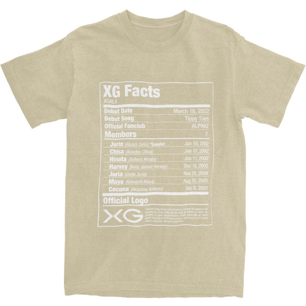 Man T Shirt XG Nutritional Facts Girls Band Xg Woke Up 2024 New Album T Shirts Summer Tee Shirt Cotton Clothes Plus Size 5XL