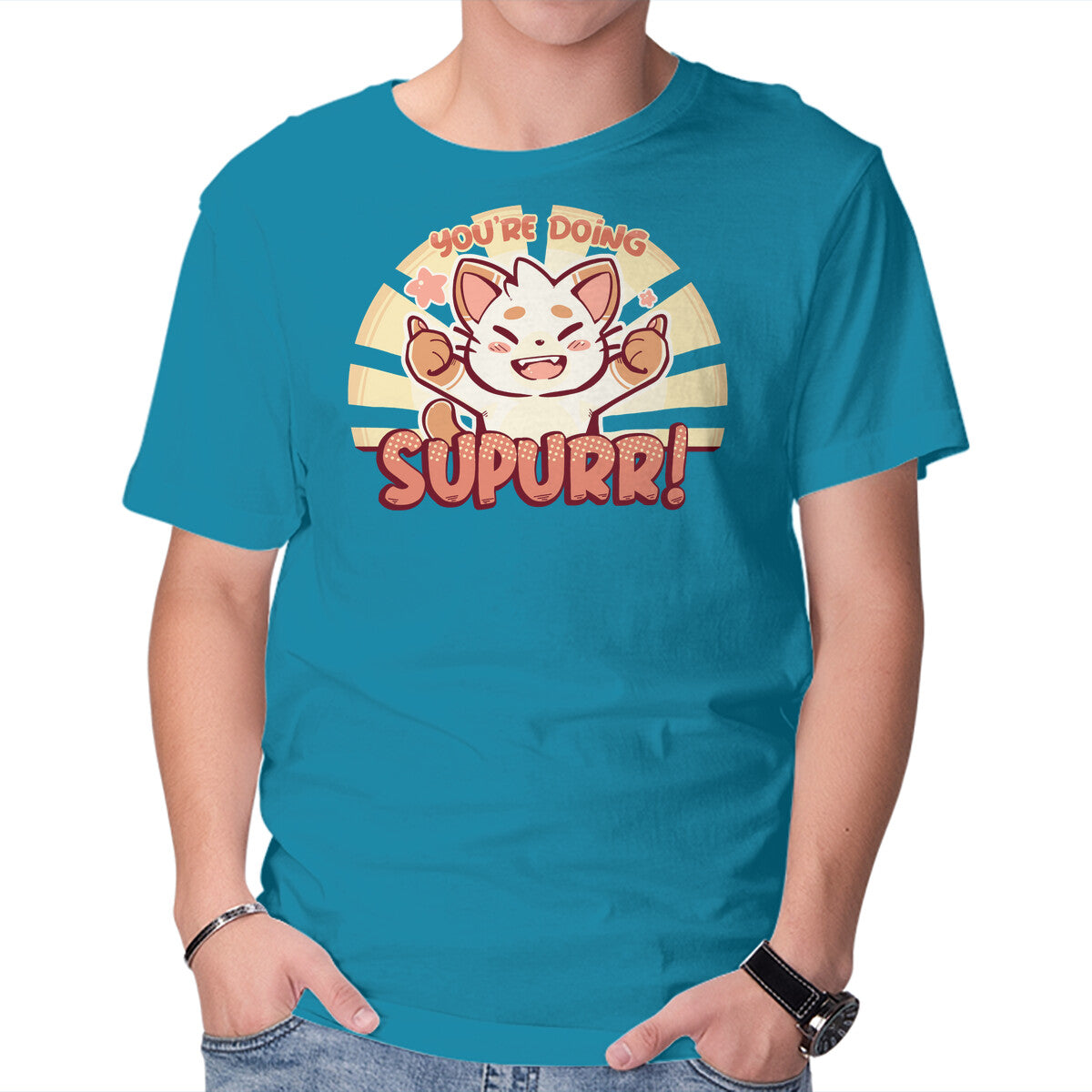 Unisex Crew Neck T-Shirt You re Doing SuPURR Graphic Short Sleeve Casual Tee M