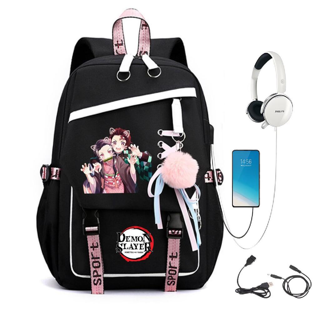 Peripheral Spine Backpack Strap Usb Multifunctional Student Schoolbag Animation Cartoon Children'S Backpack
