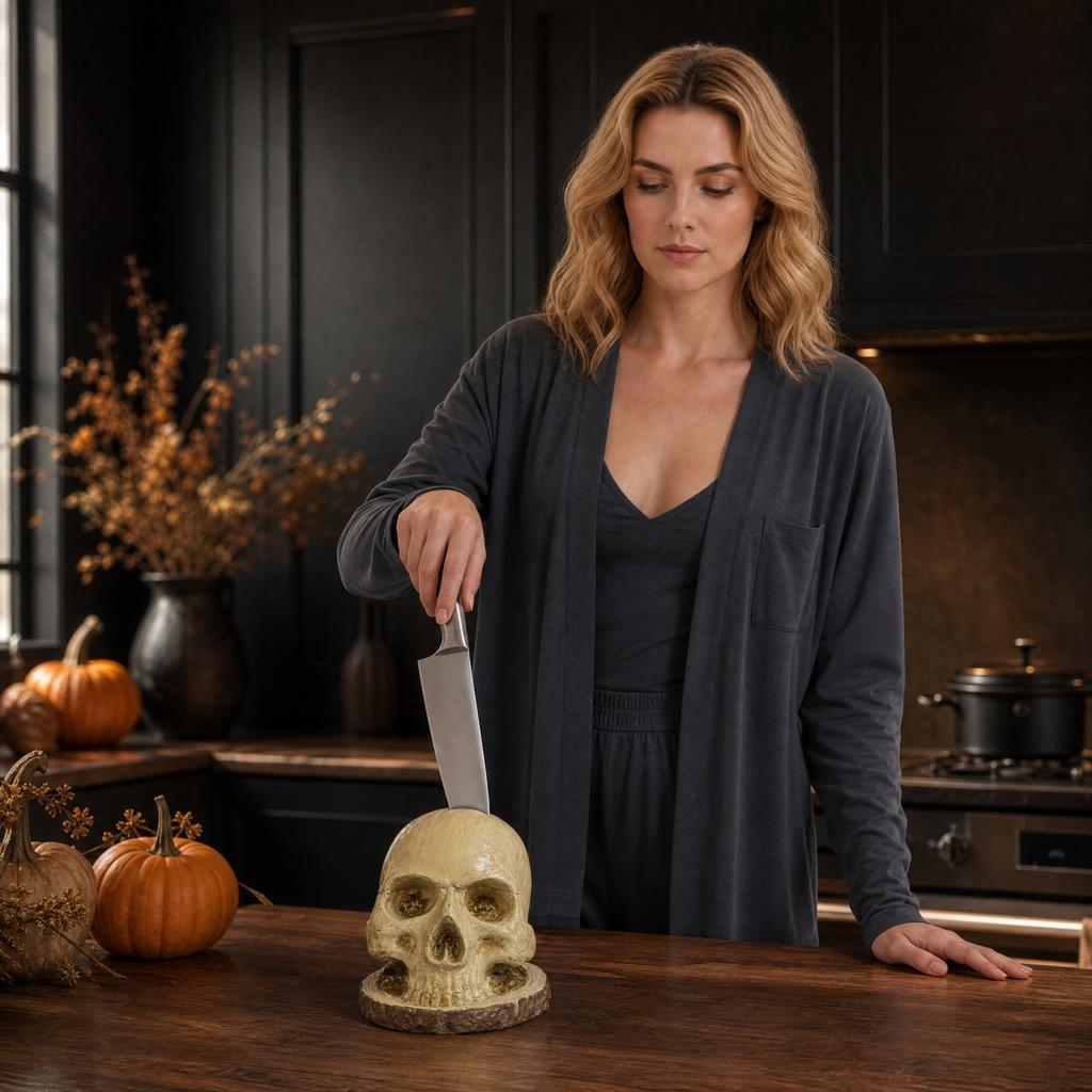 Halloween Design Block and Utensil Holder Resin Decorative Stand for Kitchen