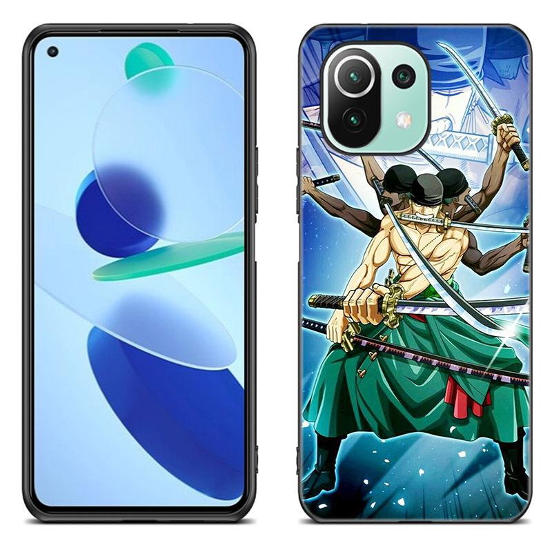 Anime roronoa zoro Phone Case For Xiaomi Mi 11 Lite NE 11i 10T 11T Pro A2 A3 Lite POCO F3 M3 M4 C31 X3 Pro NFC GT Black Cover