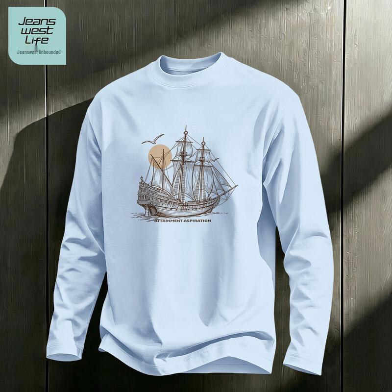Jeanswest Life Men's Minimalist Long Sleeve Crew Neck T-Shirt