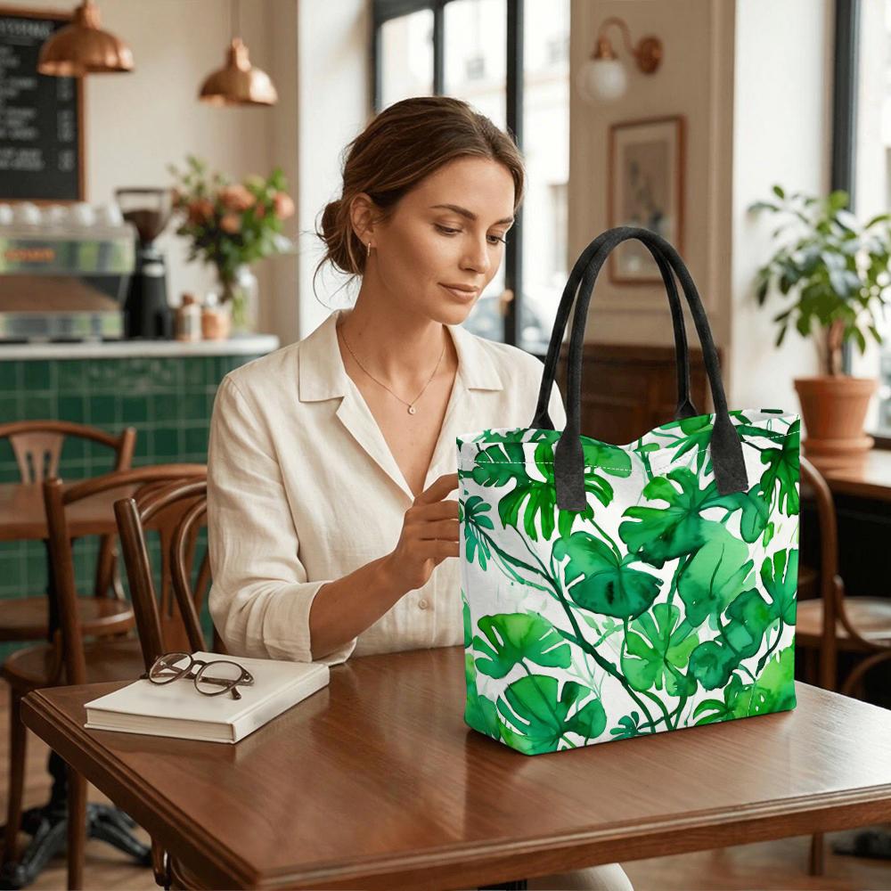  Tropical Green Leaves Canvas Tote Bag
