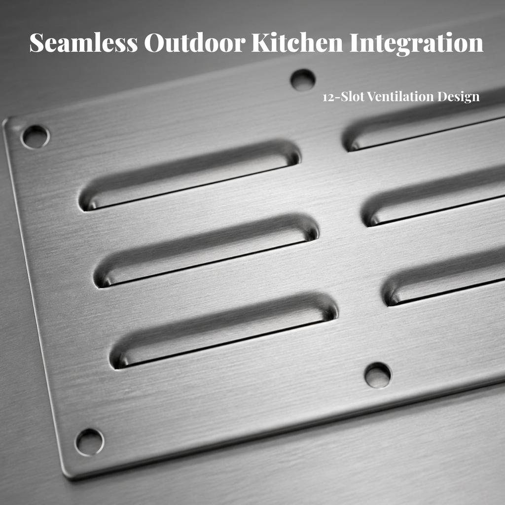 Horizontal Slat Ventilation Panel Surface-Mount for Built-in Barbecue Enclosures